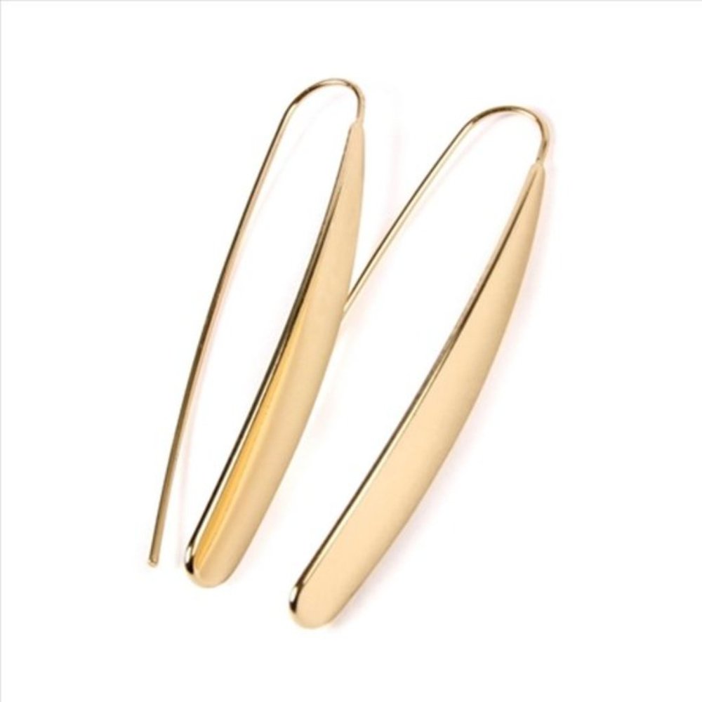 UNIQUE THREADER EARRINGS  -  GOLD - Picture 2 of 3